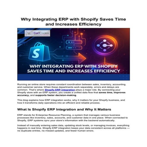 Integrate ERP with Shopify for Time Savings at Scale
