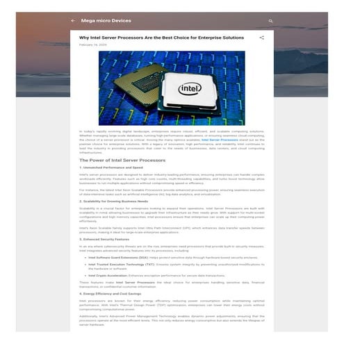 Why Intel Server Processors Are the Best Choice for Enterprise Solutions