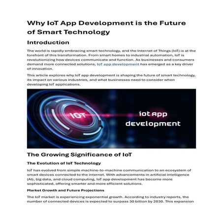 Why IoT App Development is the Future of Smart Technology