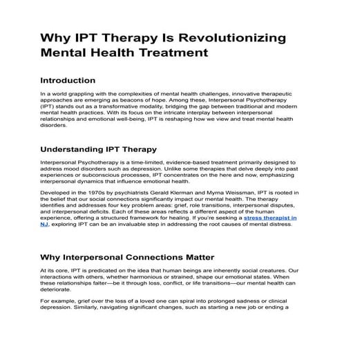 Interpersonal psychotherapy | PPT