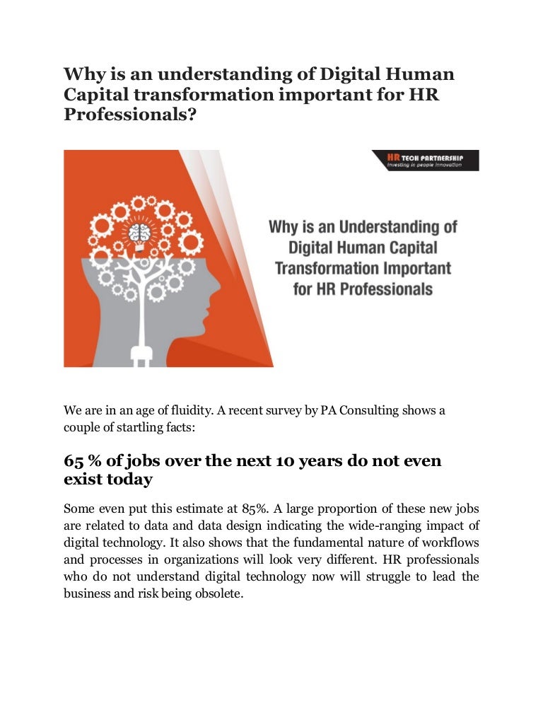 Why is an understanding of Digital Human Capital transformation impor…