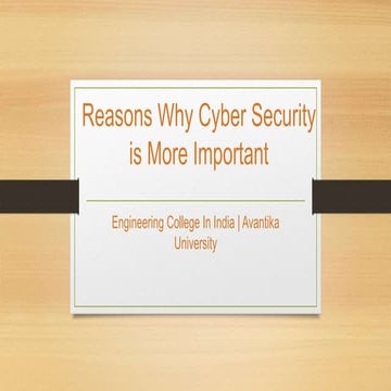Why is Cyber Security Important - Importance of Cyber Security - Avantika Uni...