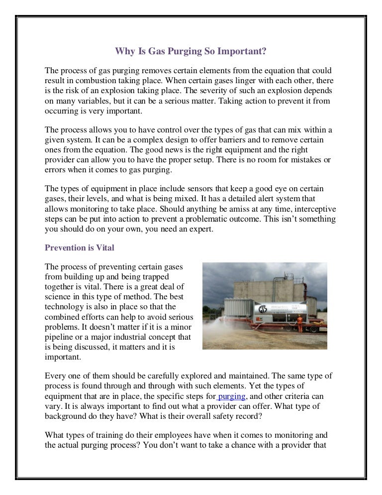 Why is Gas Purging So Important