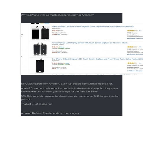 Why is iPhone lcd so much cheaper in eBay or Amazon