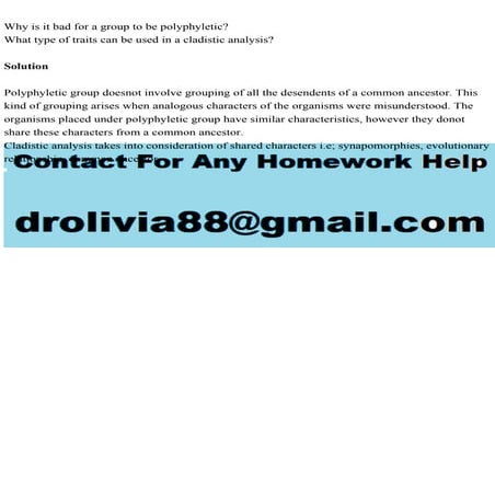 Why is it bad for a group to be polyphyleticWhat type of traits c.pdf