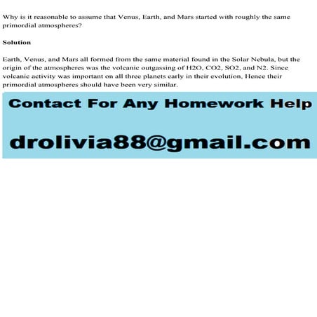 Why is it reasonable to assume that Venus, Earth, and Mars started w.pdf