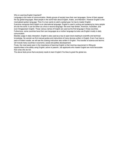Why Is Learning English Important Pdf Why Is Learning English Important Pdf