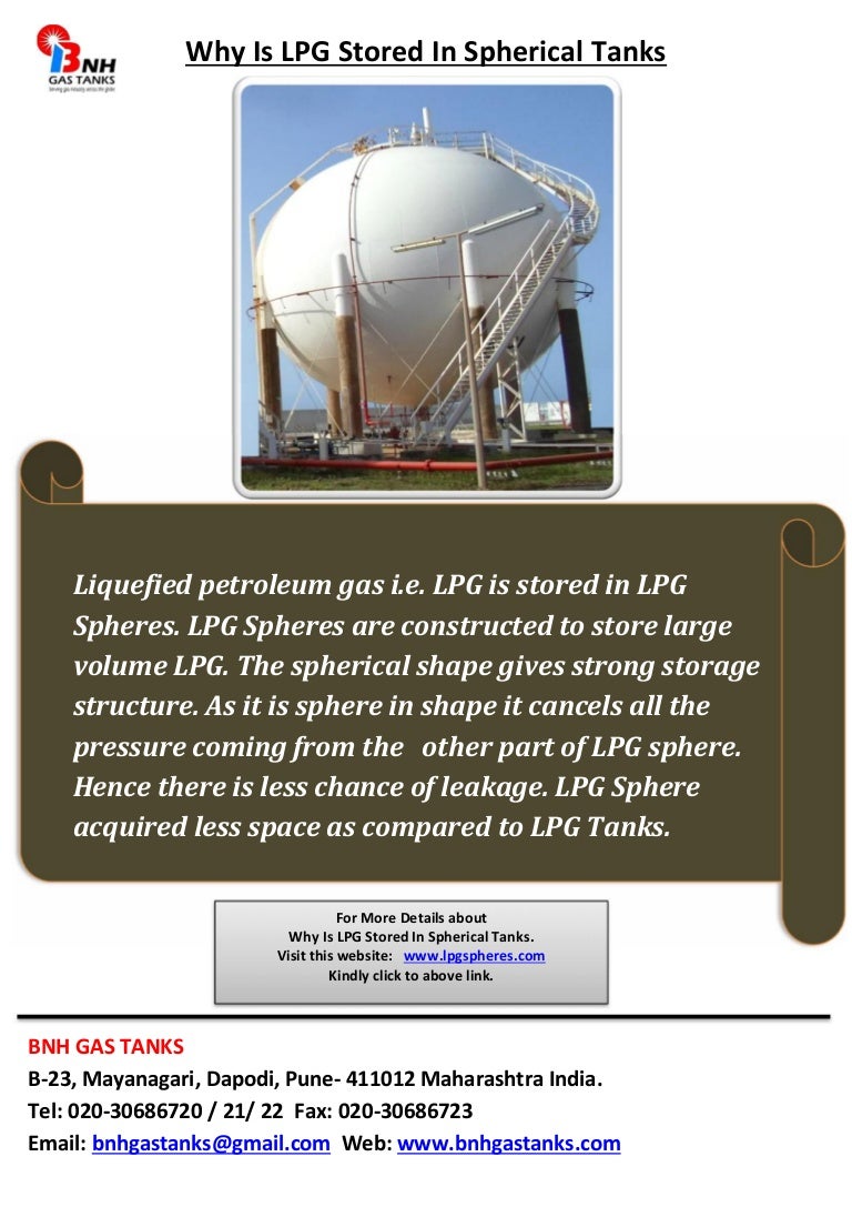 Why is lpg stored in spherical tanks