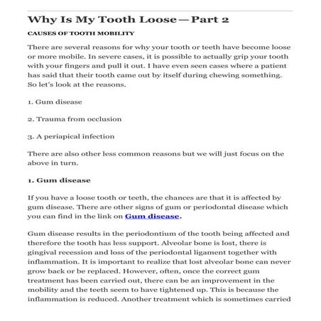 Why Is My Tooth Loose Part 2 - Dr Muzzafar Zaman