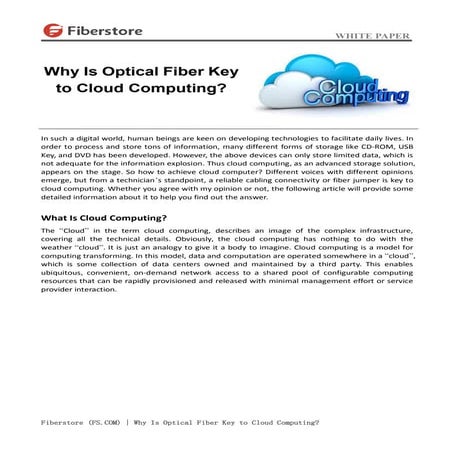Why is optical fiber key to cloud computing
