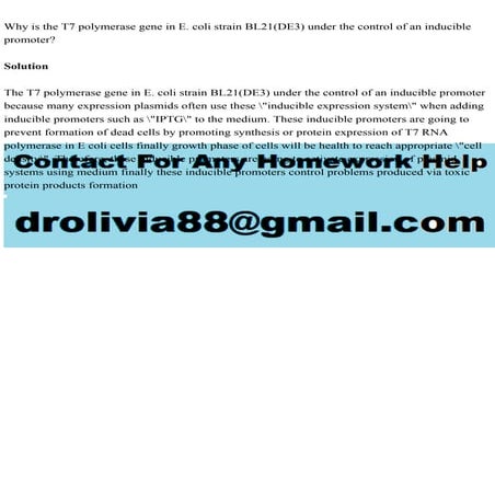Why is the T7 polymerase gene in E. coli strain BL21(DE3) under the .pdf