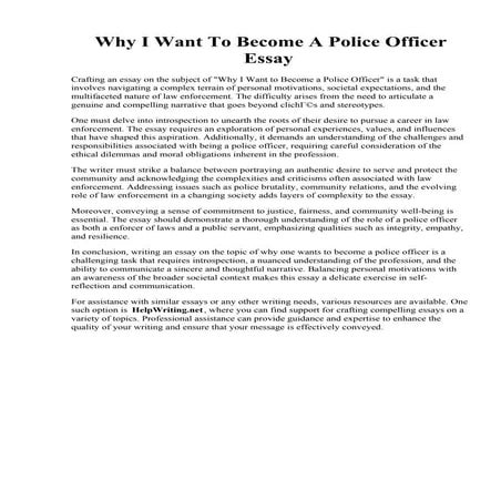 Why I Want To Become A Police Officer Essay