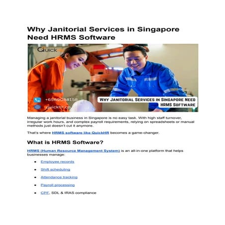 Why Janitorial Services in Singapore Need HRMS Software.pdf