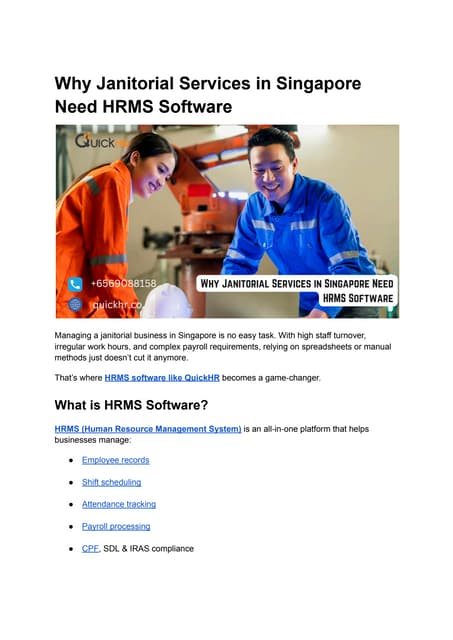 Why Janitorial Services in Singapore Need HRMS Software.pdf