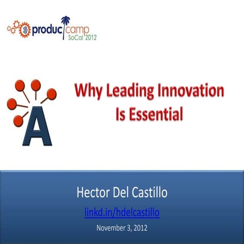 Why Leading Innovation Is Essential - ProductCamp SoCal - H. Del Castillo, AIPMM