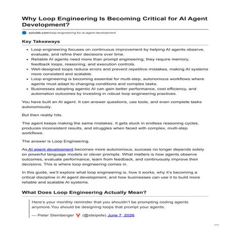 Why Loop Engineering Is Critical for Autonomous AI Agent Development | PDF