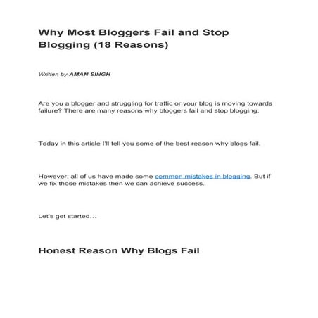 Why most bloggers fail and stop blogging (19 reasons)