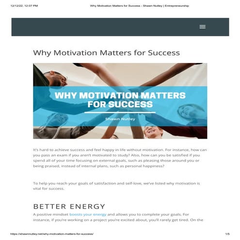 Why Motivation Matters for Success