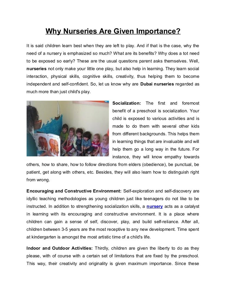 Why Nurseries Are Given Importance