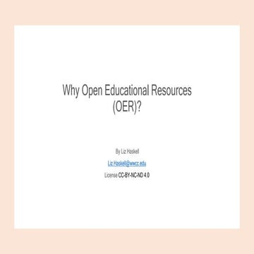 Why open educational resources (oer)?