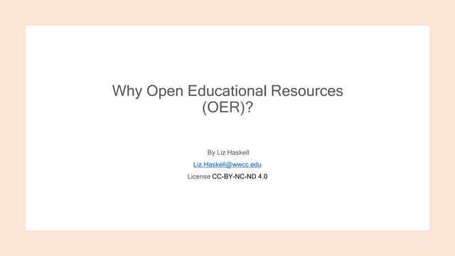 Why open educational resources (oer)?