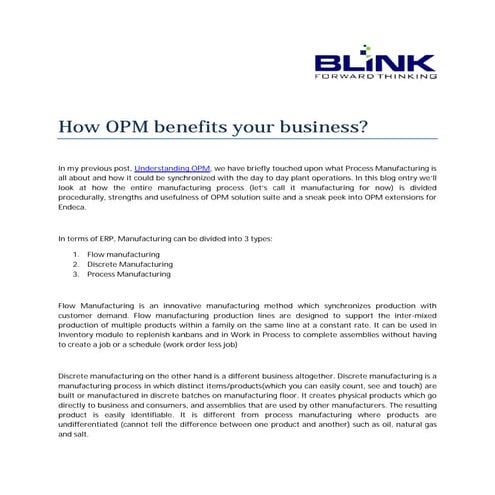 How OPM benefits your business?