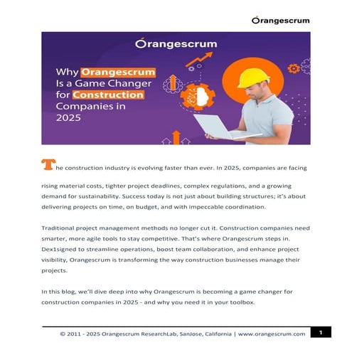 Why Orangescrum Is a Game Changer for Construction Companies in 2025