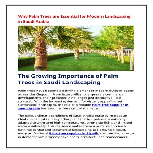 The Strategic Role of Palm Trees in Modern Saudi Arabian Landscaping | DOCX