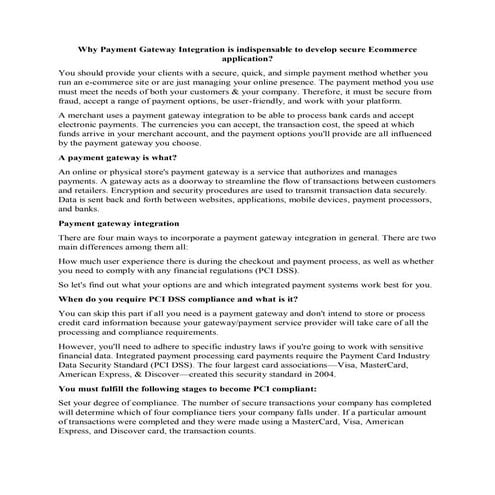 Why Payment gateway integration is important.pdf