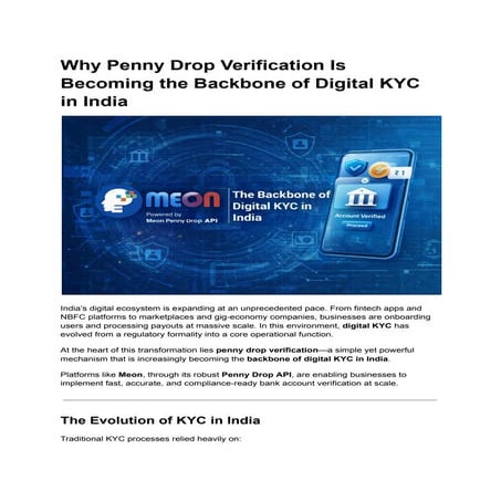 Why Penny Drop Verification Is Becoming the Backbone of Digital KYC in ...