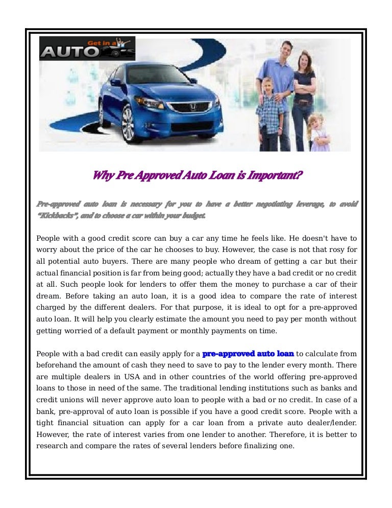 Why Pre Approved Auto Loan is Important?