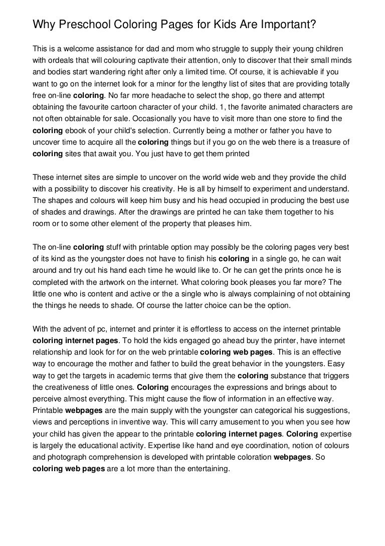 Why Preschool Coloring Pages for Kids Are Important?