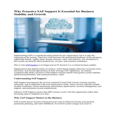 Why Proactive SAP Support Is Essential for Business Stability and ...