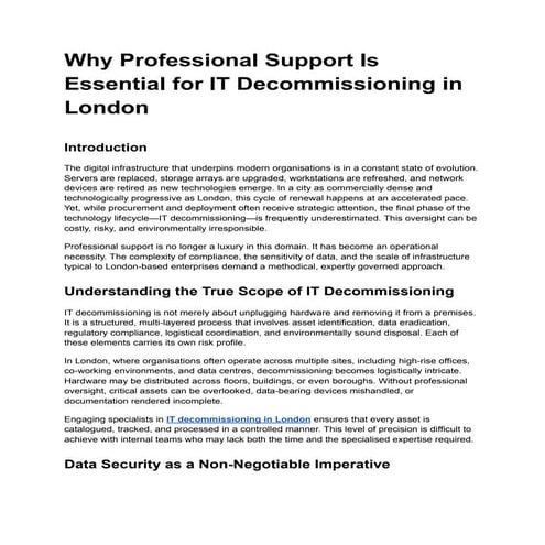 Why Professional Support Is Essential for IT Decommissioning in London.pdf