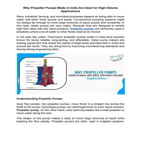 What Makes Propeller Pumps Tick: Delving Into Fluid Dynamics | PDF