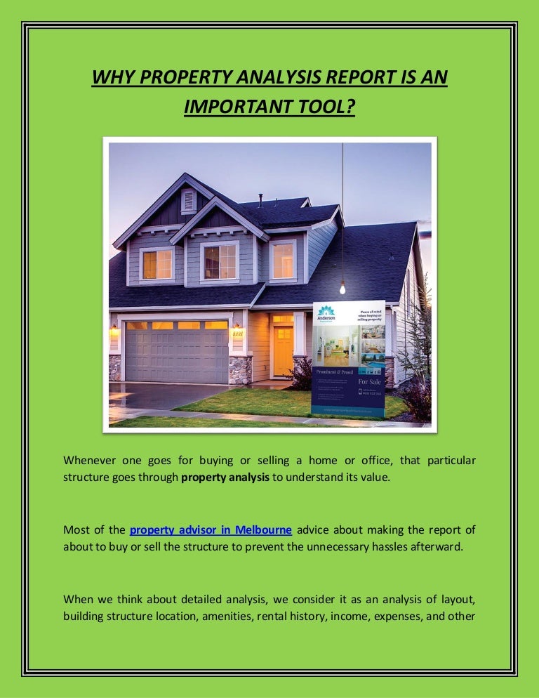 Why property analysis report is an important tool