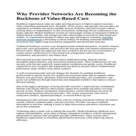 Why Provider Networks Are Becoming the Backbone of Value-Based Care ...