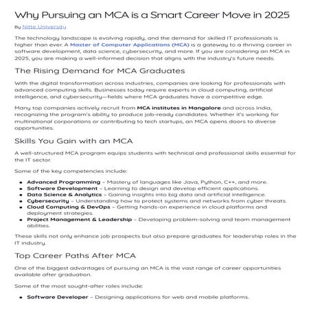 Why an MCA in 2025 is Your Gateway to a Future-Proof IT Career