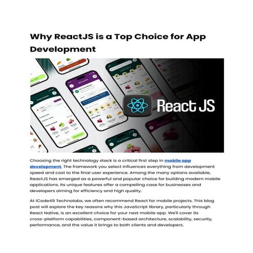 Why ReactJS is a Top Choice for App Development