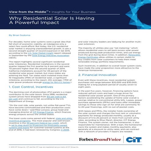 Why Residential Solar is Having a Powerful Impact