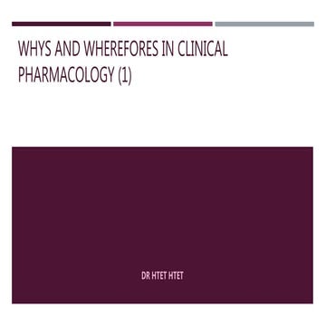 Whys & Wherefores in clinical pharmacology (1)