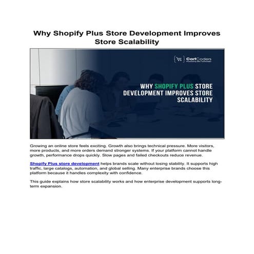 A Comprehensive Guide to Shopify Plus Store Scalability | PDF