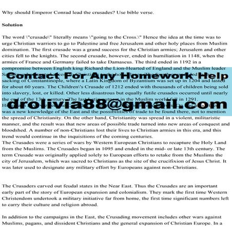 Why should Emperor Conrad lead the crusades Use bible verse.Sol.pdf