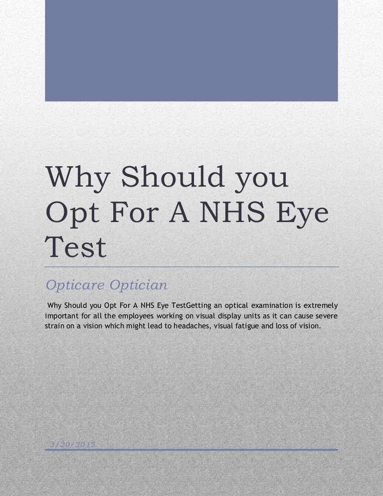 Why Should you Opt For A NHS Eye Test
