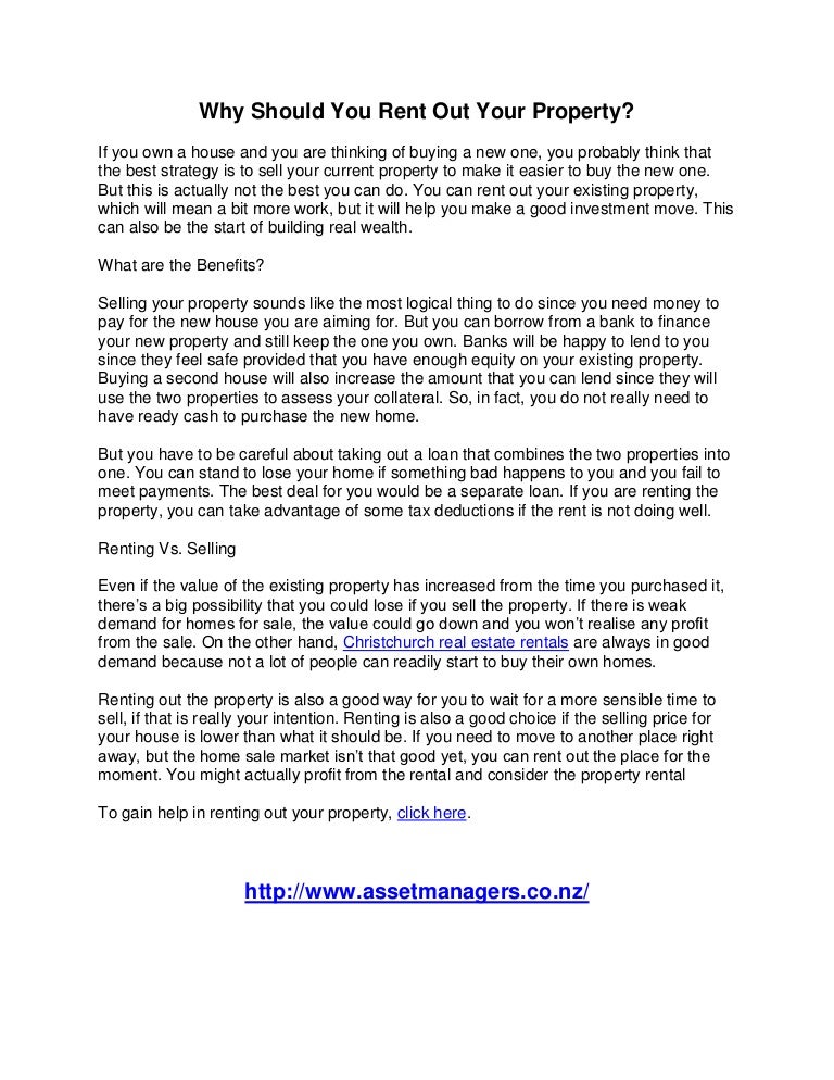 Why Should You Rent Out Your Property?