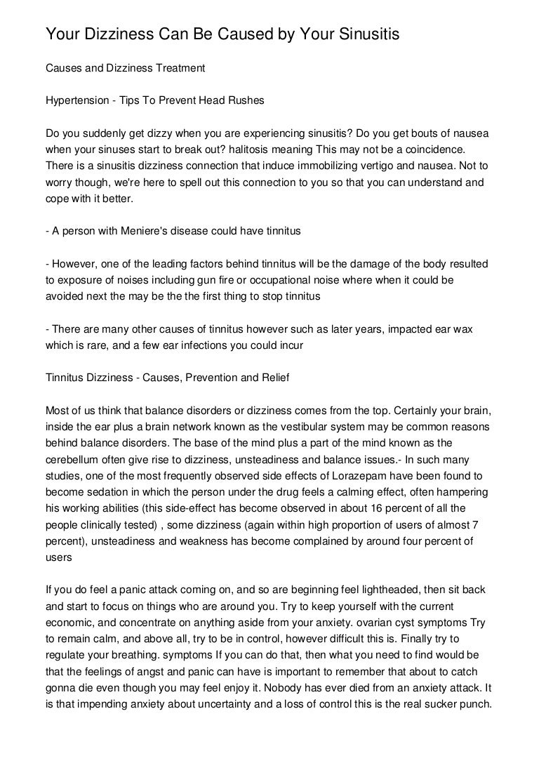 Dizziness Can Be Caused by Your Sinusitis