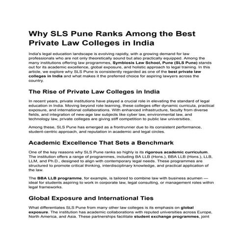 Why SLS Pune Ranks Among the Best Private Law Colleges in India.pdf