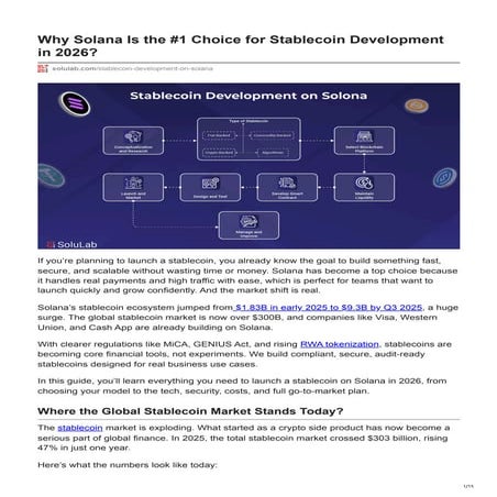 Why Solana Is the 1 Choice for Stablecoin Development in 2026