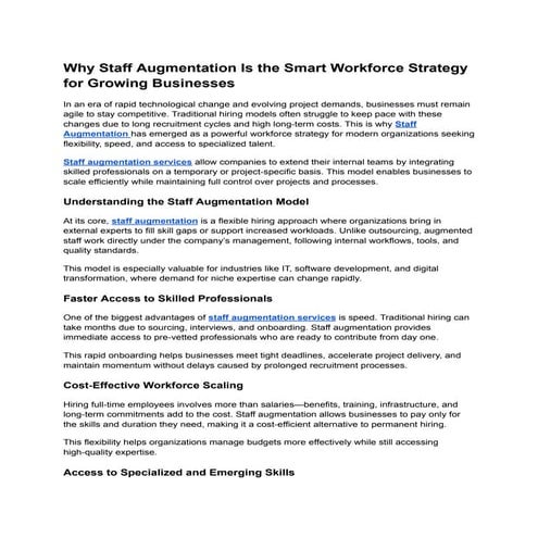 Difference between It Staff Augmentation and managed services pptx | PPTX
