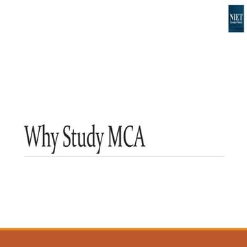 Why Study MCA | NIET Greater Noida